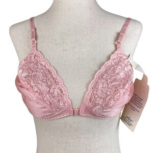 Vintage 80s 90s Chic by H.I.S. Padded Bullet Bra Size 36B Pink Lace Coquette